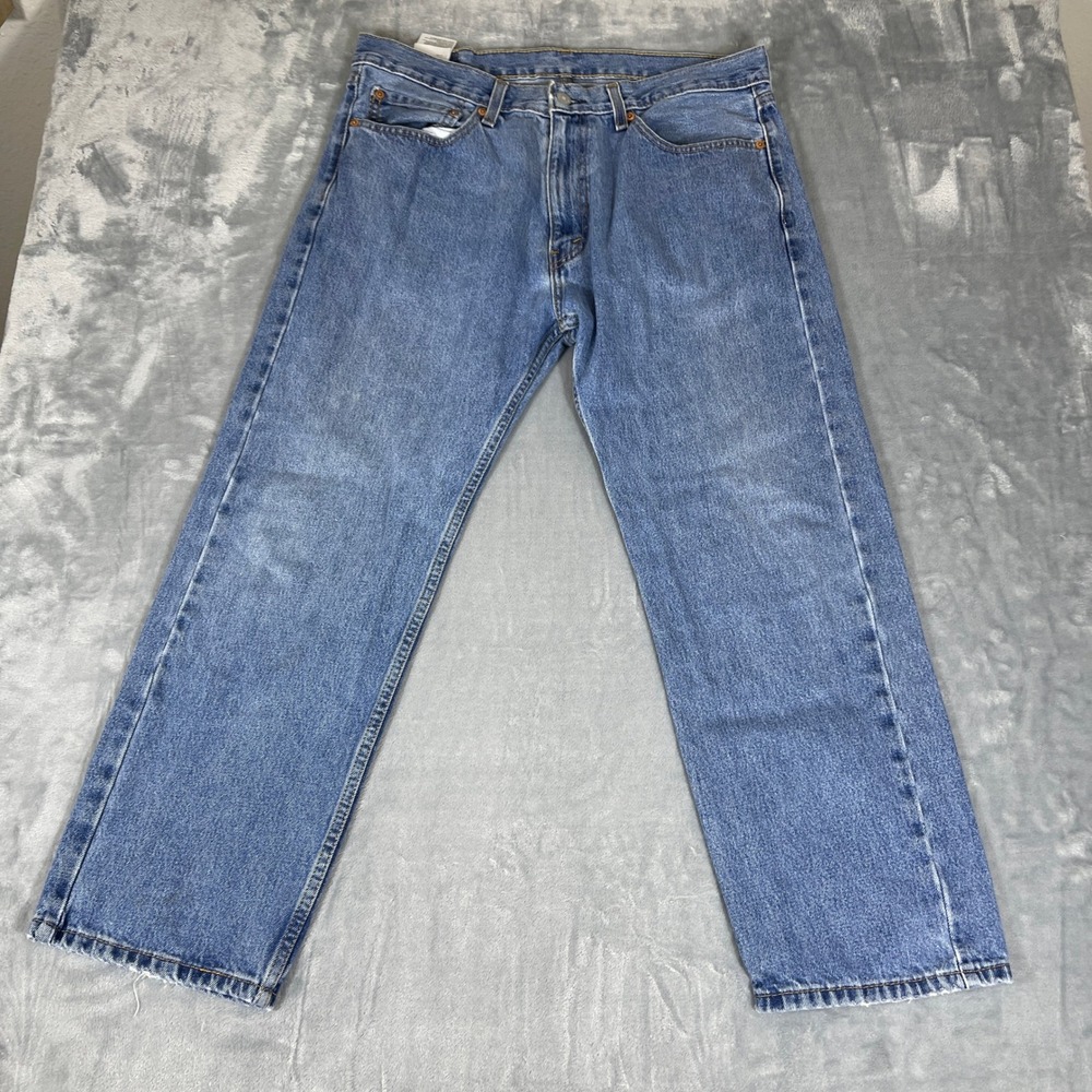 Levis‎ 505 Regular Fit Straight Leg Blue Denim Jeans Mens 36x27 Medium Wash